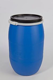 15 Gallon Reconditioned Open Head Plastic Drum, available in natural, blue and black